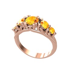 Eden 5 Taş Yüzük - Sitrin 18 ayar rose altın yüzük #1lzg65x