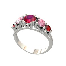 Eden 5 Taş Yüzük - Rodolit garnet, pembe kuvars ve garnet 925 ayar gümüş yüzük #1p4akkg