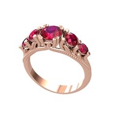 Eden 5 Taş Yüzük - Rodolit garnet 8 ayar rose altın yüzük #1pvxo3m
