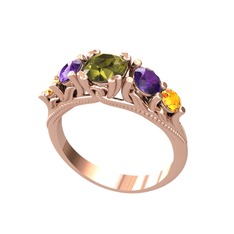 Eden 5 Taş Yüzük - Peridot, ametist ve sitrin 14 ayar rose altın yüzük #1r68wn2