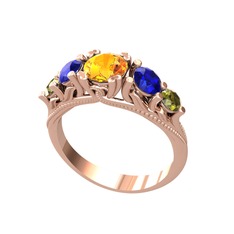 Eden 5 Taş Yüzük - Sitrin, lab safir ve peridot 925 ayar rose altın kaplama gümüş yüzük #1ry8rr3