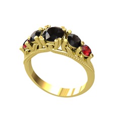 Eden 5 Taş Yüzük - Siyah zirkon ve garnet 8 ayar altın yüzük #1ssrqa3