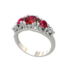 Eden 5 Taş Yüzük - Garnet, rodolit garnet ve swarovski 925 ayar gümüş yüzük #1tofqrr
