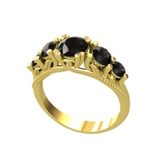 Eden 5 Taş Yüzük - Siyah zirkon 18 ayar altın yüzük #1ug4dif