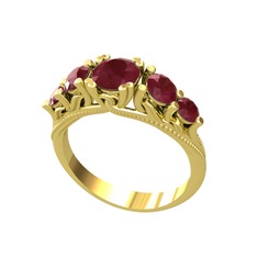 Eden 5 Taş Yüzük - Kök yakut 14 ayar altın yüzük #1v6d86y