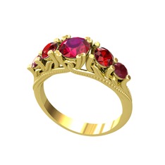 Rodolit garnet, garnet ve kök yakut 925 ayar altın kaplama gümüş yüzük