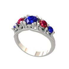 Lab safir ve rodolit garnet 18 ayar beyaz altın yüzük
