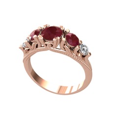 Kök yakut ve swarovski 8 ayar rose altın yüzük