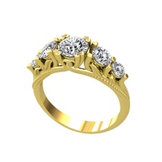 Eden 5 Taş Yüzük - Pırlanta, beyaz zirkon ve swarovski 18 ayar altın yüzük (0.92 karat) #4g61vu