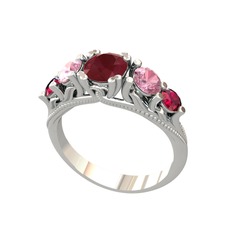 Eden 5 Taş Yüzük - Kök yakut, pembe kuvars ve rodolit garnet 925 ayar gümüş yüzük #aios1o
