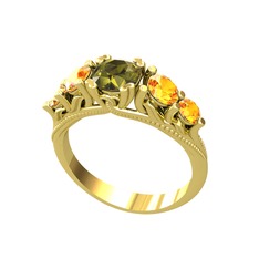 Eden 5 Taş Yüzük - Peridot ve sitrin 14 ayar altın yüzük #aof5z6