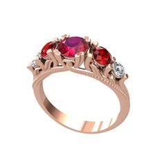 Eden 5 Taş Yüzük - Rodolit garnet, garnet ve swarovski 8 ayar rose altın yüzük #bmwtl8