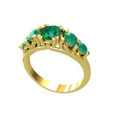 Eden 5 Taş Yüzük - Yeşil kuvars ve kök zümrüt 8 ayar altın yüzük #bnbv8b
