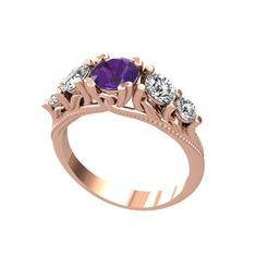 Ametist ve swarovski 8 ayar rose altın yüzük