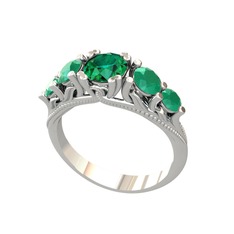 Yeşil kuvars ve kök zümrüt 925 ayar gümüş yüzük