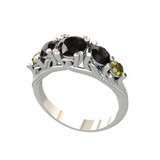 Siyah zirkon ve peridot 925 ayar gümüş yüzük