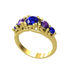 Lab safir ve ametist 14 ayar altın yüzük