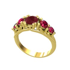 Kök yakut ve rodolit garnet 8 ayar altın yüzük