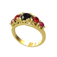 Eden 5 Taş Yüzük - Siyah zirkon, garnet ve rodolit garnet 8 ayar altın yüzük #gffrnh