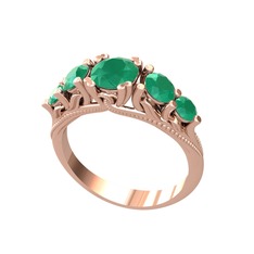 Eden 5 Taş Yüzük - Kök zümrüt 18 ayar rose altın yüzük #h97wss
