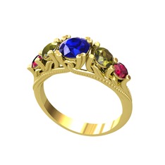 Eden 5 Taş Yüzük - Lab safir, peridot ve rodolit garnet 8 ayar altın yüzük #hnsn96