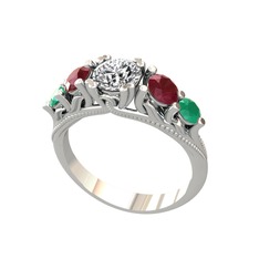 Swarovski, kök yakut ve kök zümrüt 925 ayar gümüş yüzük