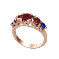 Kök yakut ve lab safir 18 ayar rose altın yüzük