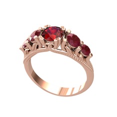 Eden 5 Taş Yüzük - Garnet ve kök yakut 8 ayar rose altın yüzük #kvex9q