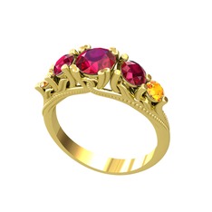 Rodolit garnet ve sitrin 8 ayar altın yüzük
