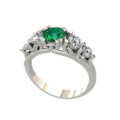 Eden 5 Taş Yüzük - Yeşil kuvars, beyaz zirkon ve swarovski 925 ayar gümüş yüzük #oxazyg