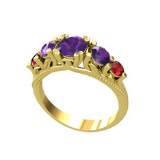 Ametist ve garnet 14 ayar altın yüzük