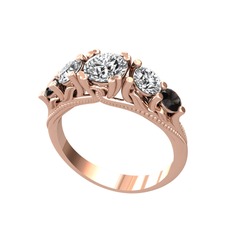 Swarovski ve siyah zirkon 18 ayar rose altın yüzük