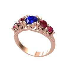 Eden 5 Taş Yüzük - Lab safir, kök yakut ve rodolit garnet 18 ayar rose altın yüzük #rhfck4