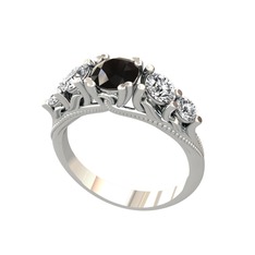 Eden 5 Taş Yüzük - Siyah zirkon ve swarovski 18 ayar beyaz altın yüzük #wc9of1