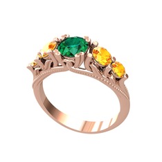 Eden 5 Taş Yüzük - Yeşil kuvars ve sitrin 8 ayar rose altın yüzük #xhue7l
