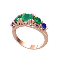 Eden 5 Taş Yüzük - Kök zümrüt, yeşil kuvars ve lab safir 14 ayar rose altın yüzük #yqbqsn