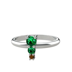 Madga Yüzük - Yeşil kuvars ve dumanlı kuvars 18 ayar beyaz altın yüzük #10wdyom