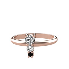 Madga Yüzük - Beyaz zirkon, swarovski ve siyah zirkon 8 ayar rose altın yüzük #11fxorj