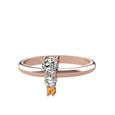 Beyaz zirkon, swarovski ve sitrin 18 ayar rose altın yüzük