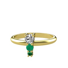 Madga Yüzük - Swarovski, kök zümrüt ve yeşil kuvars 18 ayar altın yüzük #12oixm