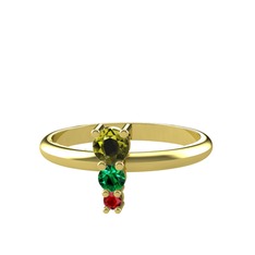 Madga Yüzük - Peridot, yeşil kuvars ve garnet 18 ayar altın yüzük #12ya552