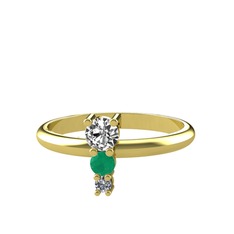 Madga Yüzük - Swarovski, kök zümrüt ve pırlanta 925 ayar altın kaplama gümüş yüzük (0.036 karat) #1341uqv