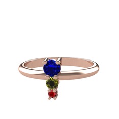 Madga Yüzük - Lab safir, peridot ve garnet 925 ayar rose altın kaplama gümüş yüzük #137ih20