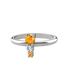 Sitrin ve swarovski 8 ayar beyaz altın yüzük