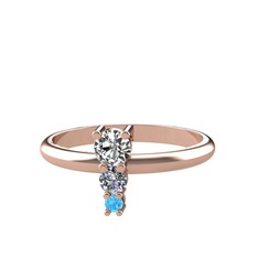 Madga Yüzük - Swarovski, pırlanta ve akuamarin 14 ayar rose altın yüzük (0.11 karat) #13xoco4