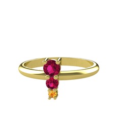 Madga Yüzük - Rodolit garnet ve sitrin 8 ayar altın yüzük #14pp8i