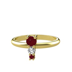 Madga Yüzük - Kök yakut ve swarovski 925 ayar altın kaplama gümüş yüzük #15279dn