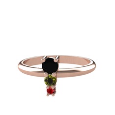 Madga Yüzük - Siyah zirkon, peridot ve garnet 925 ayar rose altın kaplama gümüş yüzük #154nwod