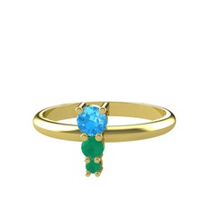 Madga Yüzük - Akuamarin ve kök zümrüt 8 ayar altın yüzük #16eg8vs