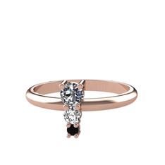 Madga Yüzük - Pırlanta, beyaz zirkon ve siyah zirkon 18 ayar rose altın yüzük (0.18 karat) #1729z9t